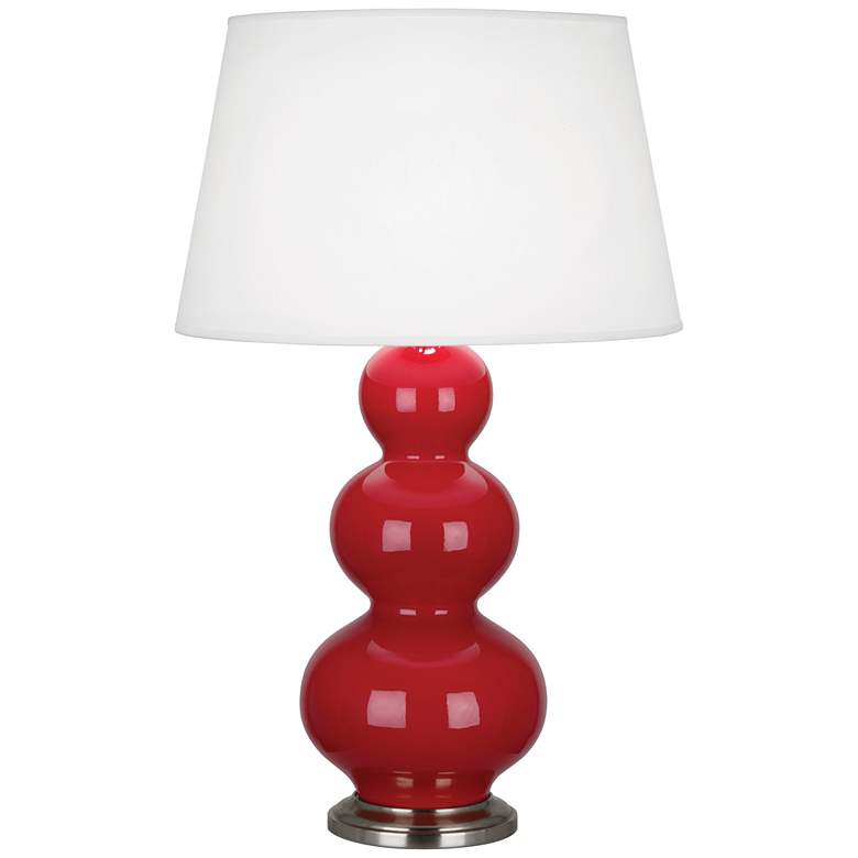 Image 1 Robert Abbey Ceramic Ruby Red Triple Gourd Table Lamp