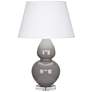 Robert Abbey Ceramic Smokey Taupe Double Gourd Table Lamp