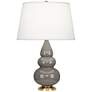 Robert Abbey Ceramic Smokey Taupe Small Triple Gourd Accent Lamp