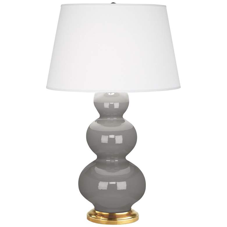 Image 1 Robert Abbey Ceramic Smokey Taupe Triple Gourd Table Lamp