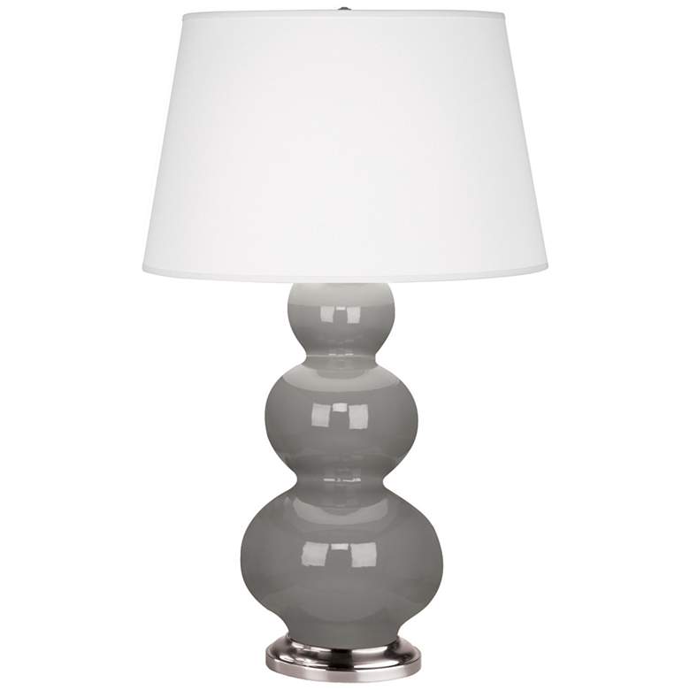 Image 1 Robert Abbey Ceramic Smokey Taupe Triple Gourd Table Lamp