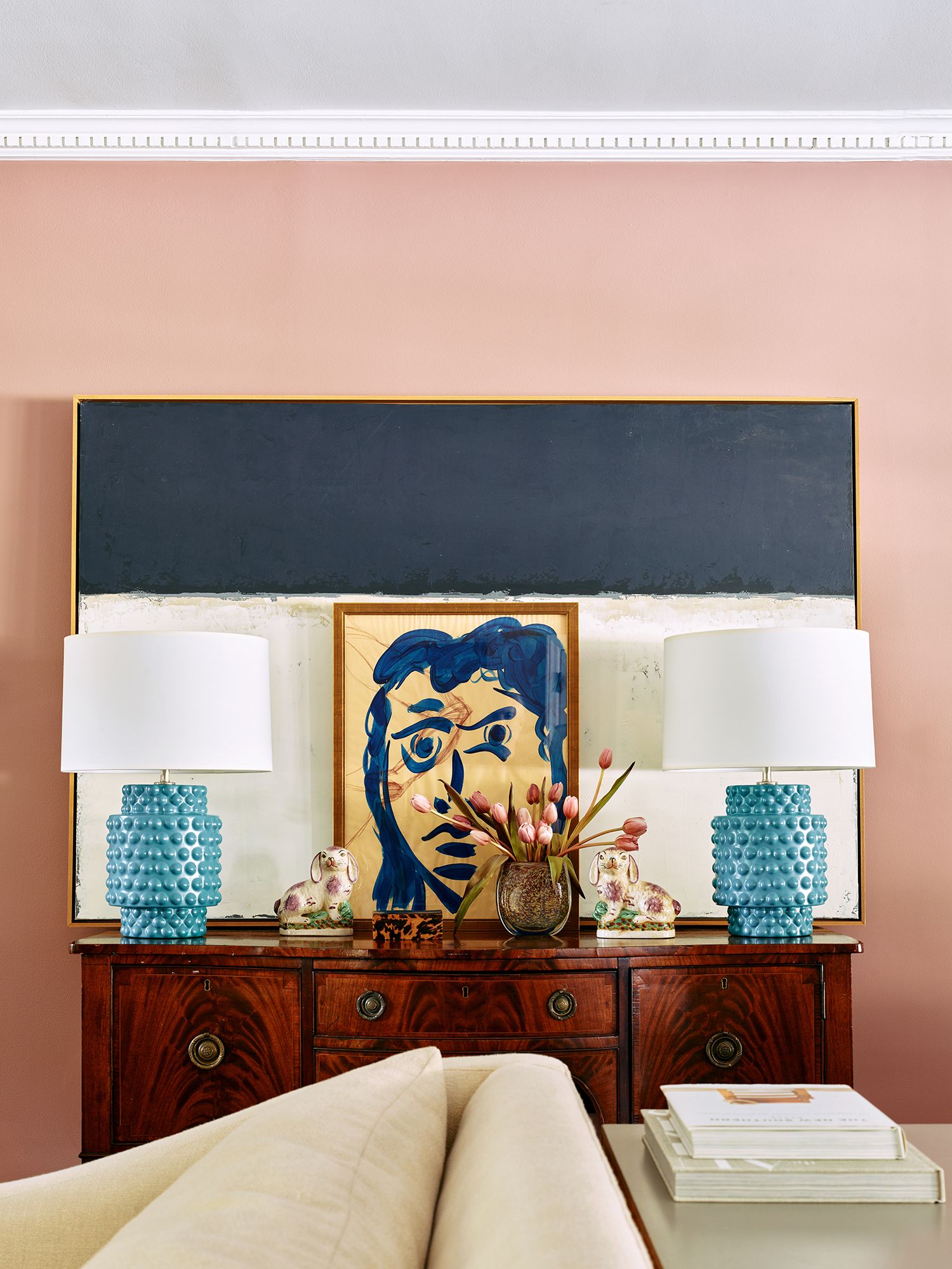 Image 2 Robert Abbey Ceramic Steel Blue Dolly Accent Lamp more views