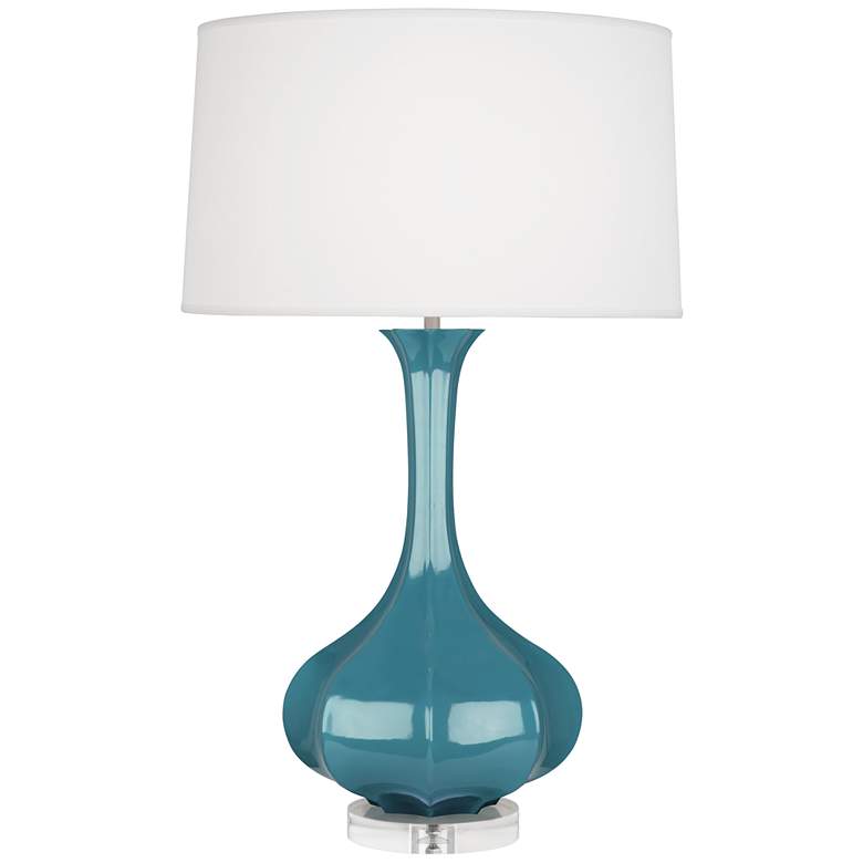 Image 1 Robert Abbey Ceramic Steel Blue Pike Table Lamp