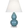 Robert Abbey Ceramic Steel Blue Small Double Gourd Accent Lamp