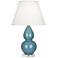 Robert Abbey Ceramic Steel Blue Small Double Gourd Accent Lamp
