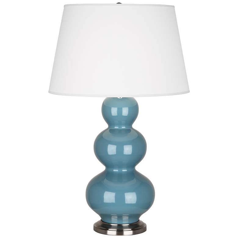 Image 1 Robert Abbey Ceramic Steel Blue Triple Gourd Table Lamp