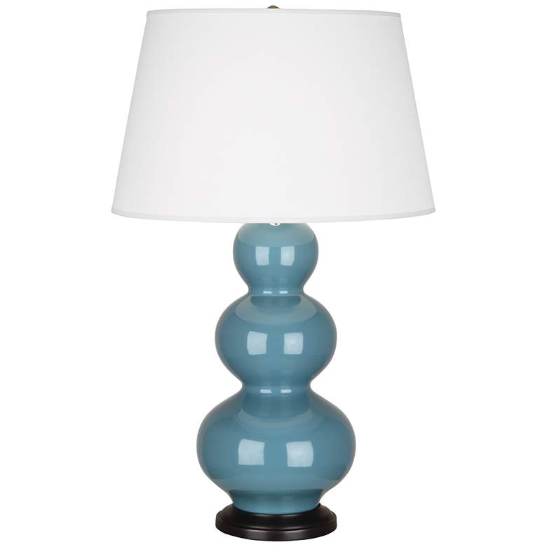 Image 1 Robert Abbey Ceramic Steel Blue Triple Gourd Table Lamp