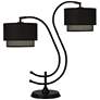 Robert Abbey Charlee Black Double-Arm Table Lamp with Black Shades