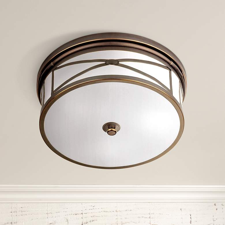 Image 1 Robert Abbey Chase 15" Wide Bronze Flushmount Ceiling Light