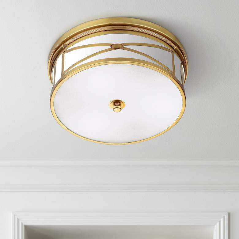 Image 1 Robert Abbey Chase Brass 15 inch Wide Flushmount Ceiling Light