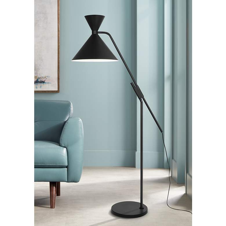 Image 1 Robert Abbey Cinch 62 1/2" Black Hourglass Shade Modern Floor Lamp