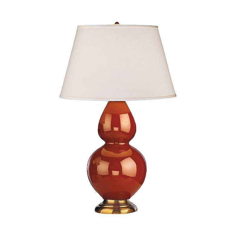Image 1 Robert Abbey Cinnamon Brown and Brass Double Gourd Ceramic Table Lamp