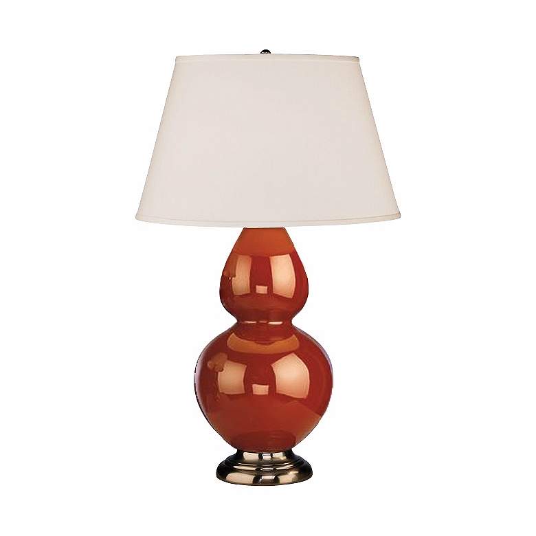 Image 1 Robert Abbey Cinnamon Brown and Silver Double Gourd Ceramic Lamp