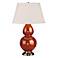 Robert Abbey Cinnamon Brown and Silver Double Gourd Ceramic Lamp