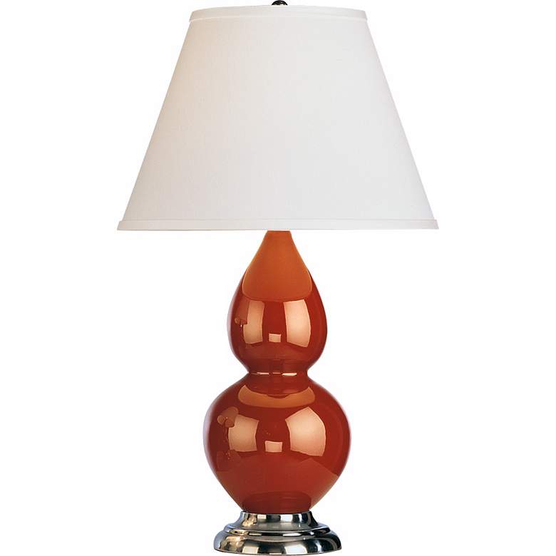 Image 1 Robert Abbey Cinnamon Brown and Silver Double Gourd Ceramic Table Lamp