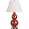 Robert Abbey Cinnamon Brown and Silver Double Gourd Ceramic Table Lamp