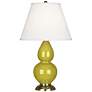 Robert Abbey Citron and Brass Double Gourd Ceramic Table Lamp