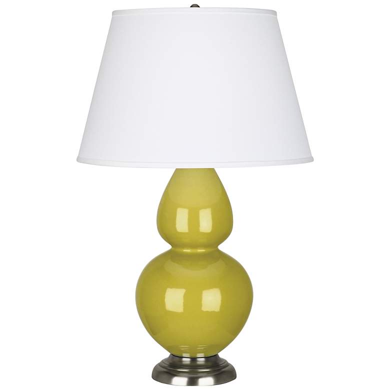 Image 1 Robert Abbey Citron and Silver 31" Double Gourd Ceramic Table Lamp