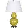 Robert Abbey Citron and Silver 31" Double Gourd Ceramic Table Lamp