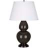 Robert Abbey Coffee and Bronze Large Double Gourd Ceramic Table Lamp