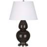 Robert Abbey Coffee and Silver Double Gourd Ceramic Table Lamp