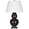 Robert Abbey Coffee and Silver Double Gourd Ceramic Table Lamp