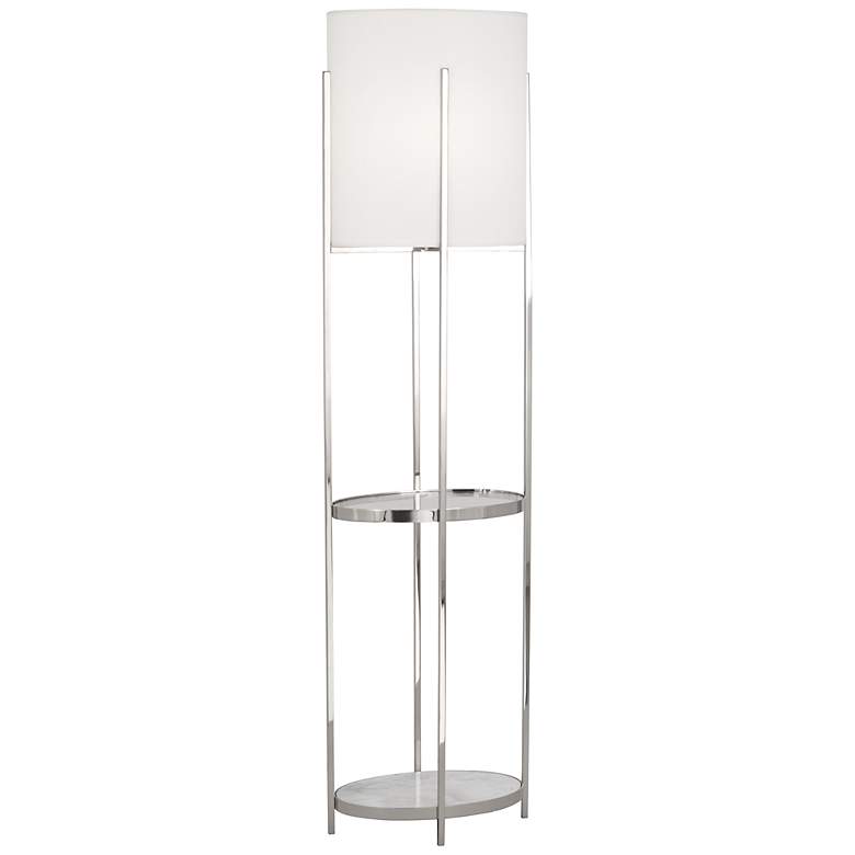 Image 1 Robert Abbey Colonnade Nickel Floor Lamp with Shelf