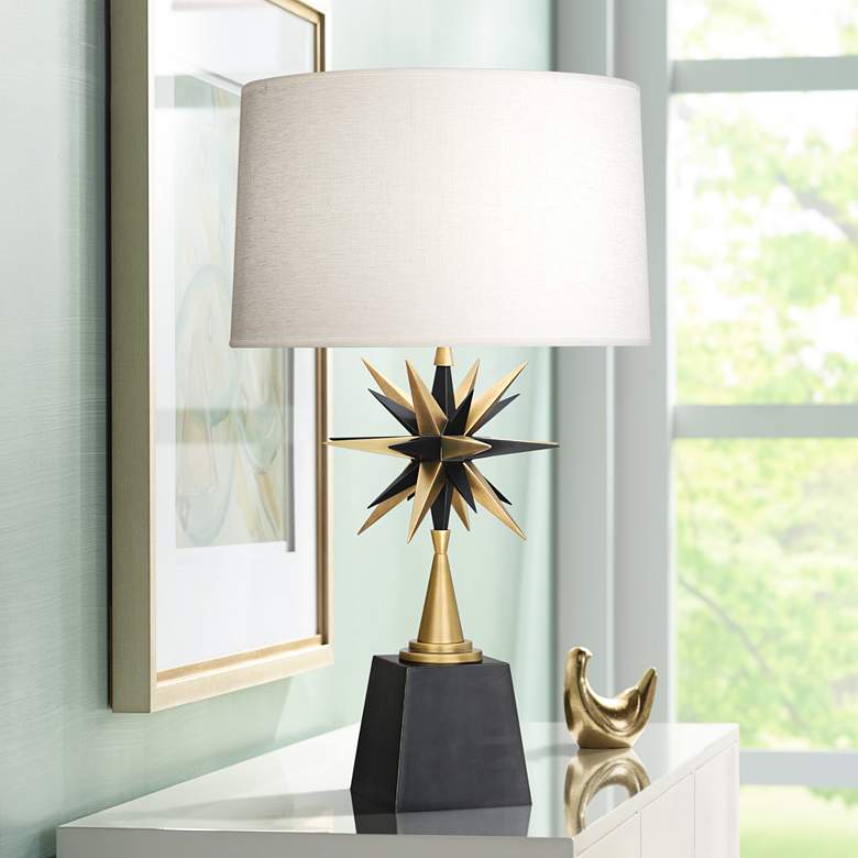 Image 1 Robert Abbey Cosmos Warm Brass Metal Table Lamp