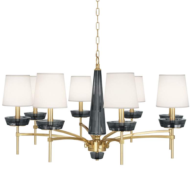 Image 2 Robert Abbey Cristallo 41 inch Wide Brass and Smoke Crystal Chandelier