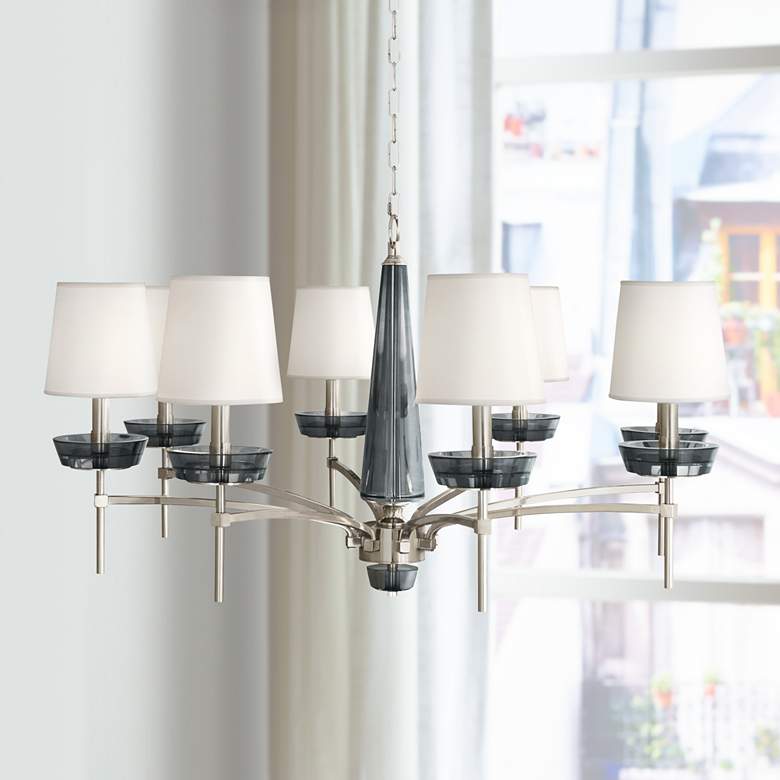 Image 1 Robert Abbey Cristallo 41" Wide Nickel and Smoke Crystal Chandelier