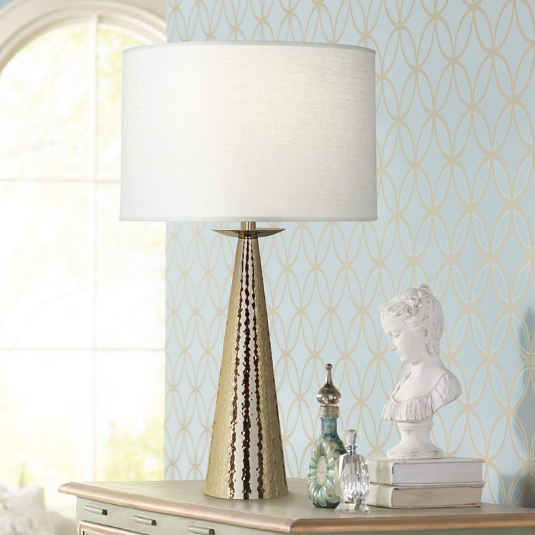 Image 1 Robert Abbey Dal 30 1/2" Modern Brass Column Table Lamp