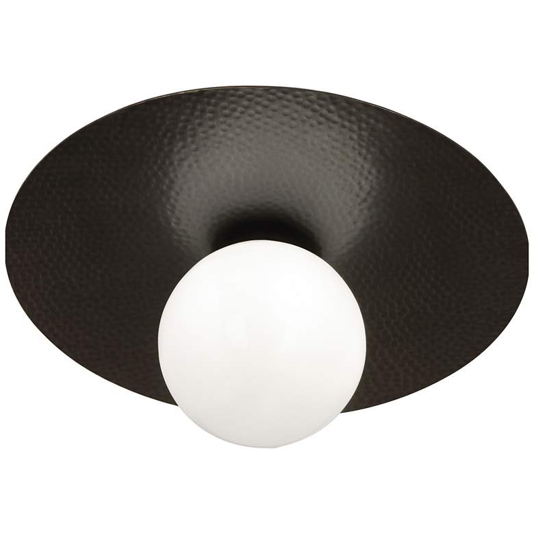 Image 1 Robert Abbey Dal Flushmount 13" Hamered Bronze Finish with White Glass