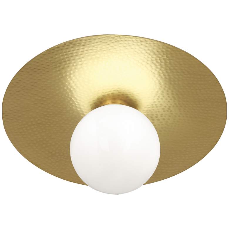 Image 1 Robert Abbey Dal Flushmount 13" Hammered Brass Finish with White Glass