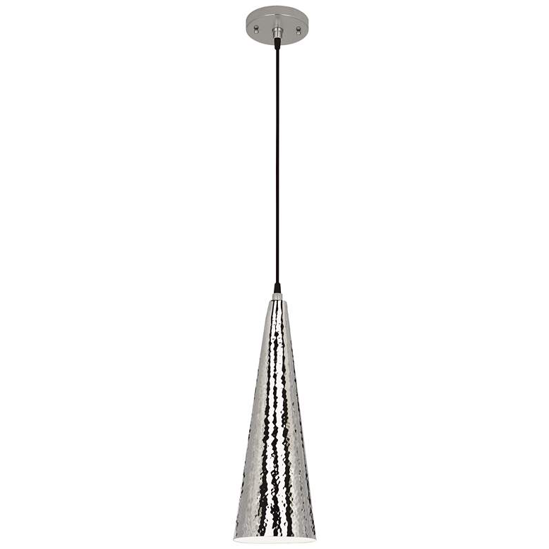 Image 1 Robert Abbey Dal Pendant 6" x 17" Hammered Nickel Finish
