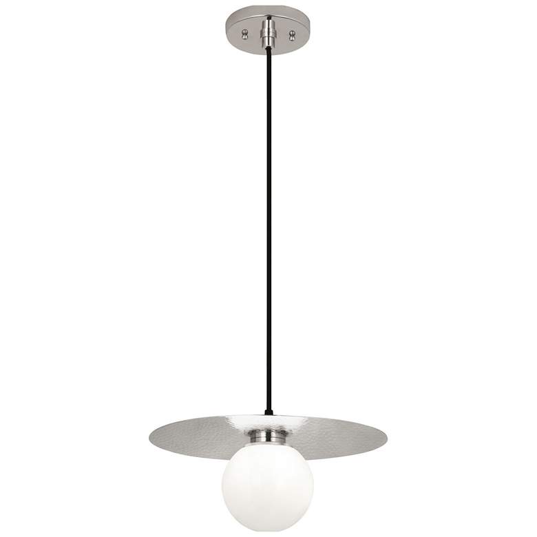 Image 1 Robert Abbey Dal Pendant Polished Nickel Finish With White Glass Shade