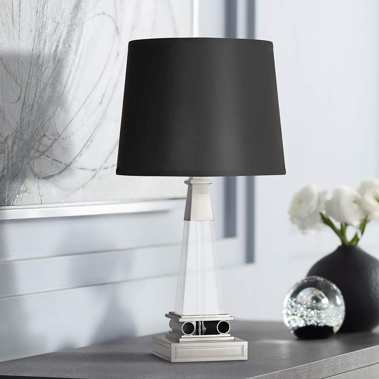 Image 1 Robert Abbey Darius Black Parchment Tapered Nickel Accent Lamp