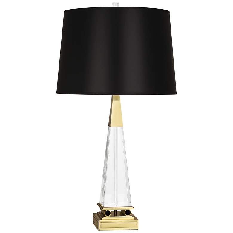 Image 1 Robert Abbey Darius Modern Brass Table Lamp w/ Black Shade