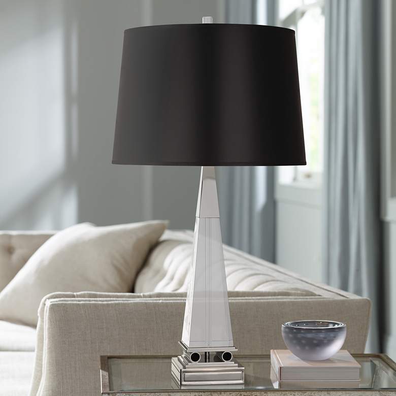 Image 1 Robert Abbey Darius Nickel Table Lamp with Black Shade