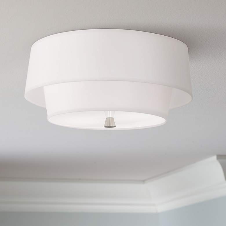 Image 1 Robert Abbey Decker 17" Wide Polished Nickel and White Ceiling Light