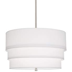 Image1 of Robert Abbey Decker 24"W Polished Nickel and Ascot White Pendant Light