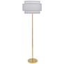 Robert Abbey Decker 62 3/4" Brass Floor Lamp with Pearl Gray Shade