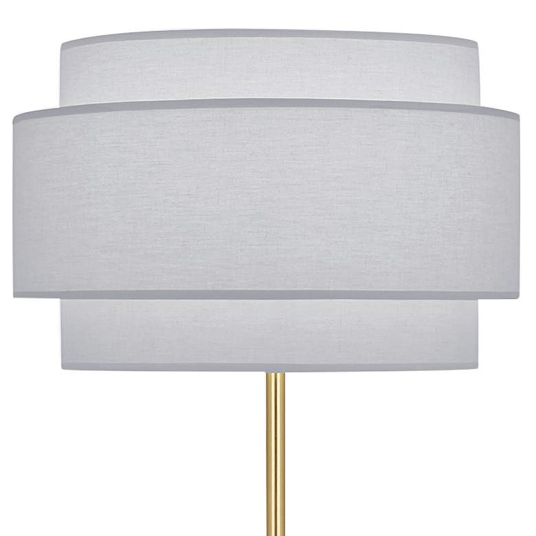 Image 2 Robert Abbey Decker 62 3/4 inch Brass Floor Lamp with Pearl Gray Shade more views