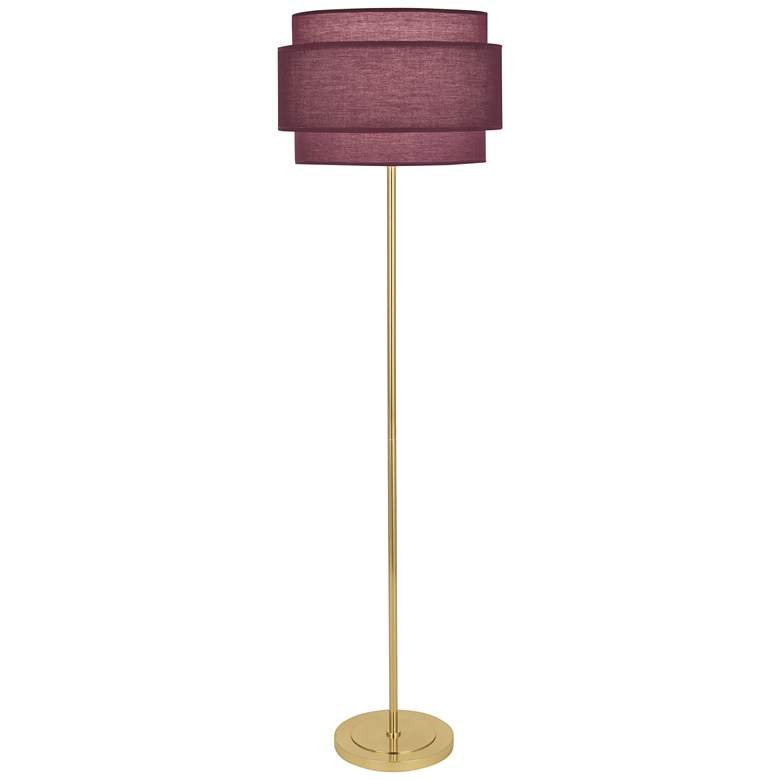 Image 1 Robert Abbey Decker Brass Floor Lamp w/ Vintage Wine Shade