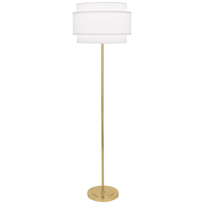 Image 1 Robert Abbey Decker Brass Floor Lamp with Ascot White Shade