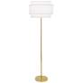 Robert Abbey Decker Brass Floor Lamp with Ascot White Shade