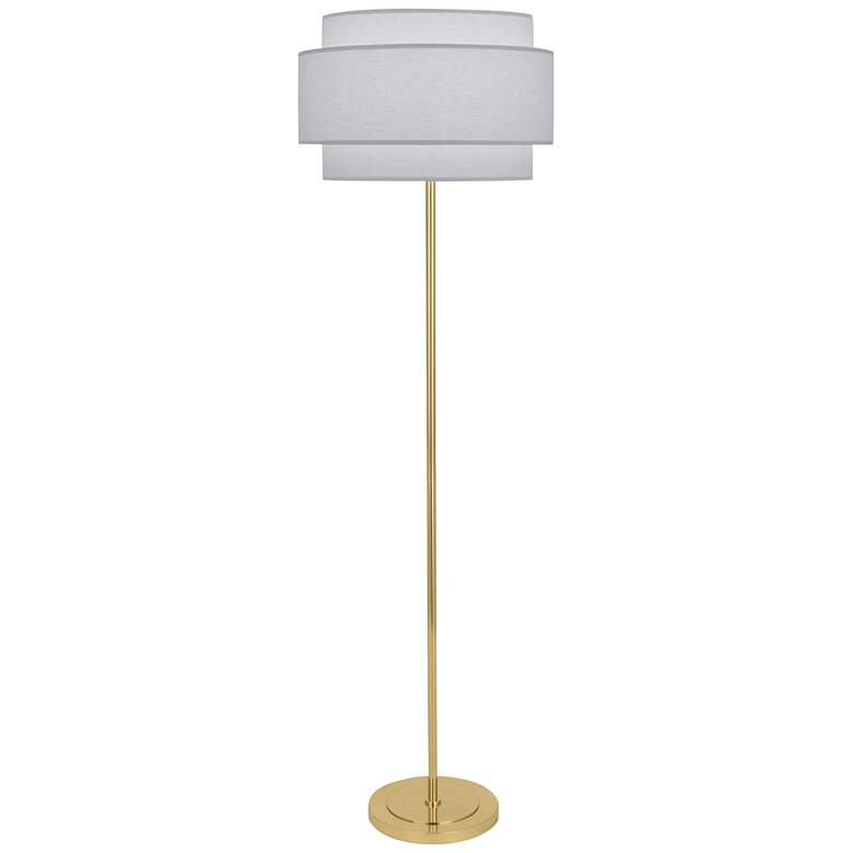 Image 1 Robert Abbey Decker Brass Floor Lamp with Pearl Gray Shade