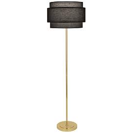 Image1 of Robert Abbey Decker Floor Lamp 62.5" brass w/black shade