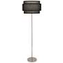 Robert Abbey Decker Floor Lamp 62.5" nickel w/Black Shade
