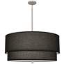 Robert Abbey Decker Pendant 27" Two-Tier  Black Fabric Shade w/ncikel