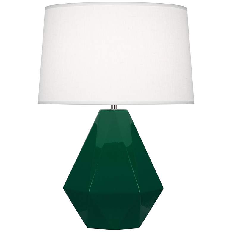 Image 1 Robert Abbey, Delta, Jungle Glazed Ceramic, Nickel Accent, Table Lamp
